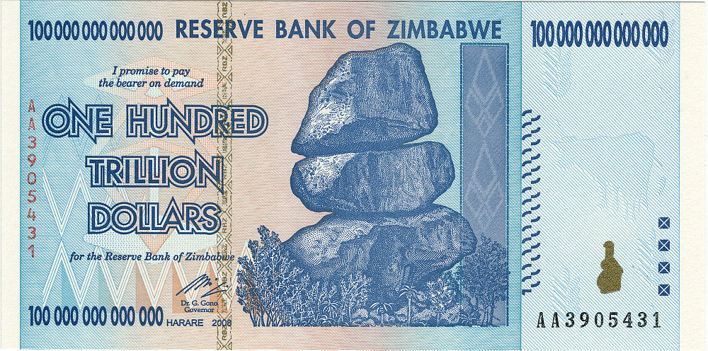 Hundred trillion dollars Zimbabwe